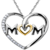 Macy's: Mom Diamond Heart Necklace in Sterling Silver & 14k Gold (1/10 ct. t.w.)