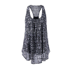 Milanoo: Black Tank Top U Neck Sleeveless Floral Print Layered Asymmetrical Women's Summer Tops